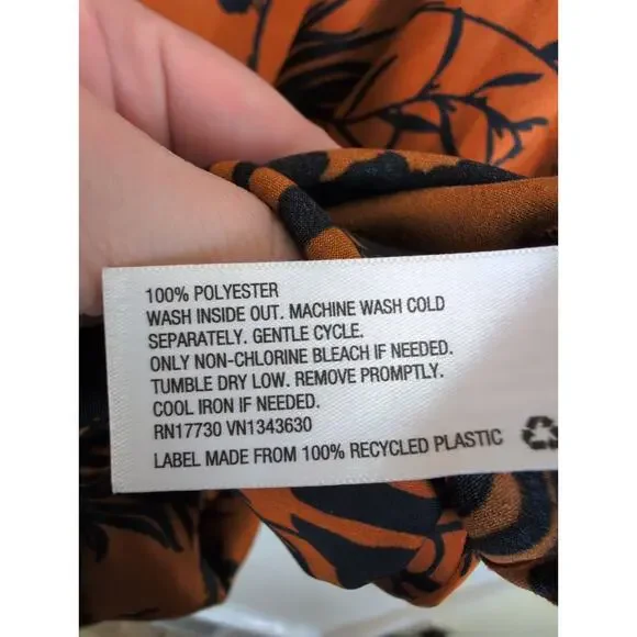 Future Collective Kahlana Barfieild Brown floral satin asymmetrical dress Large - Picture 9 of 9